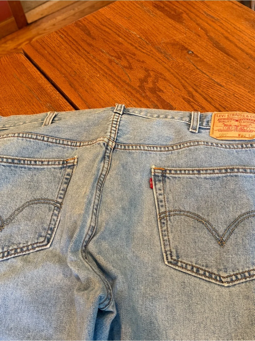 Levi's 505 Light Blue Men's Jeans with Tan Leather Patch